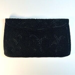 MM Kane vintage black beaded pouch